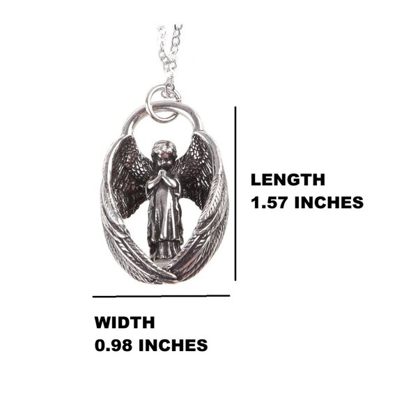 Guardian Cherub Angel Silver Fashion Pendant Necklace NWOT - Picture 7 of 10